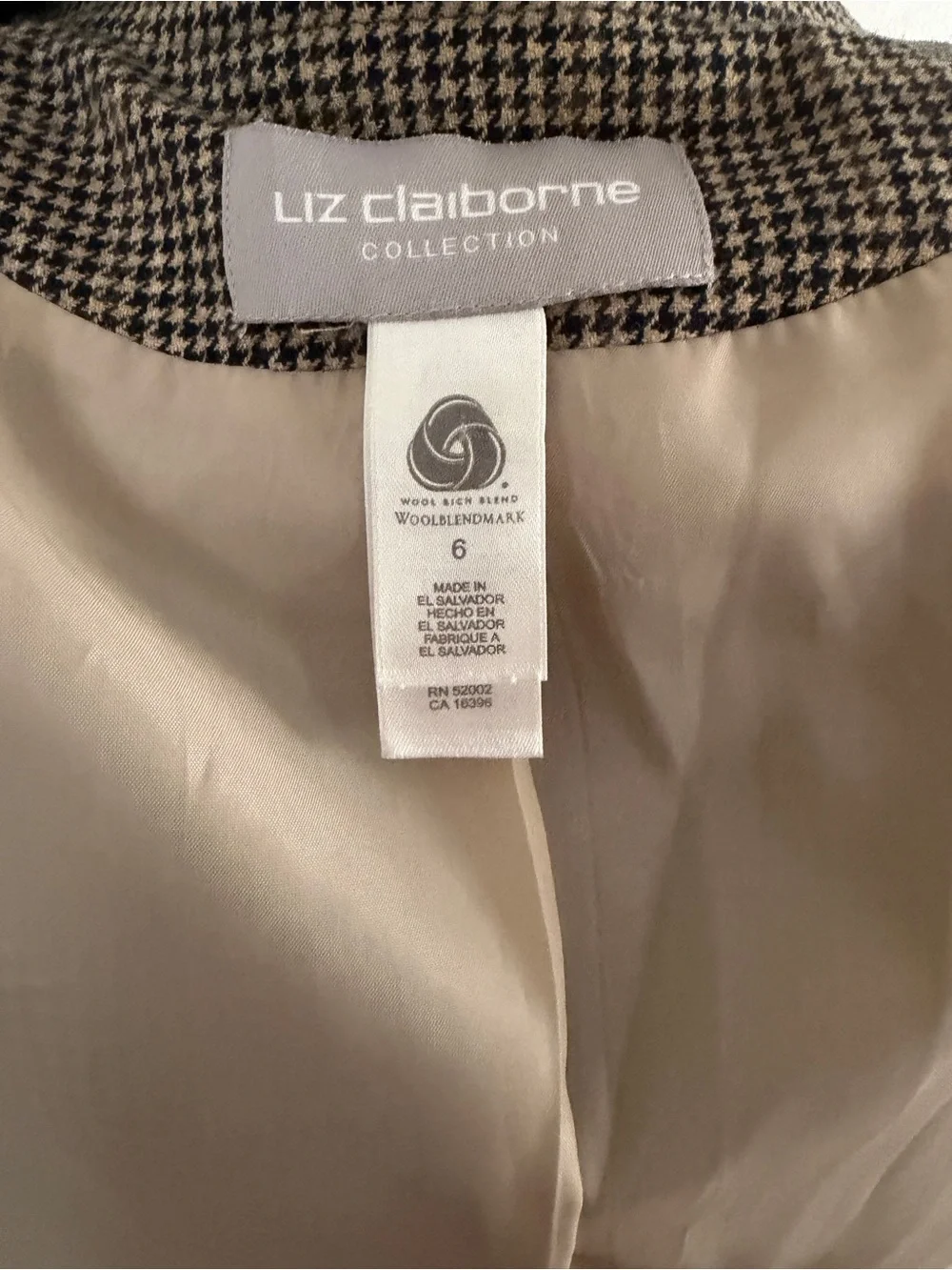 Classic Women's Houndstooth Blazer Jacket in Brown